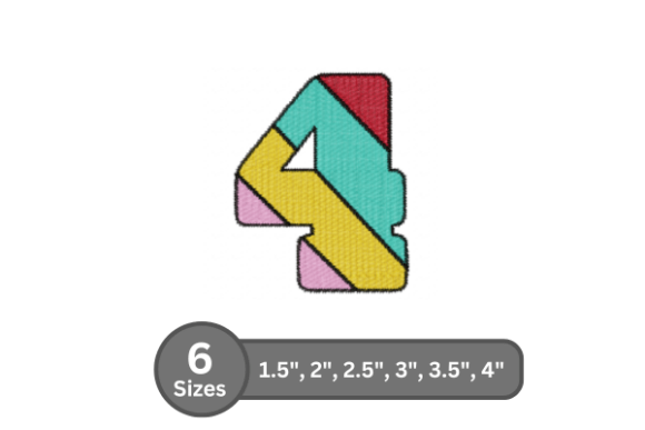 Candy Stripe Number -4: A Sweet, Stitch-Ready Font for Personalized Gifts